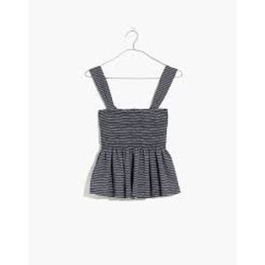 Madewell Texture & Thread Smocked Peplum Striped Tank